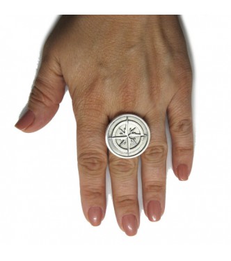R001978 Genuine sterling silver ring Compass solid hallmarked 925 adjustable size
